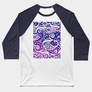 Paisley Bohemian Breeze Art - White and Shades of Purple and Blue Baseball T-Shirt